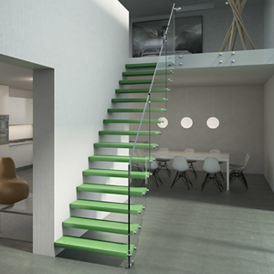 Escalera de madera de roble, viga de acero, diseño de escalera recta flotante para uso interior - Product Image 4