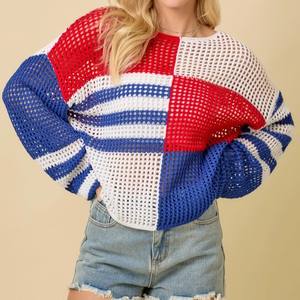 Maglione da Donna Personalizzato per il 4 Luglio <span class=keywords><strong>con</strong></span> <span class=keywords><strong>Scollo</strong></span> <span class=keywords><strong>a</strong></span> <span class=keywords><strong>Barca</strong></span>, Lavorato all'Uncinetto, Top in <span class=keywords><strong>Maglia</strong></span> Dolce Tinta Unita Primaverile, Produzione Artigianale - Product Image 2