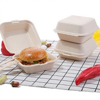 Disposable Lunch Box Trendy Cake Box Hand-Painted Biodegradable Microwaveable Hamburger Box Takeout Packaging Model 001