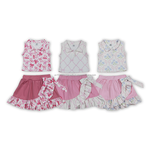 ชุดกระโปรงกางเกงขาสั้นลำลองสำหรับเด็กผู้หญิง RTS Boutique Bows ระบายอากาศได้ดี เหมาะสำหรับเล่นกีฬา ขายส่ง ชุดเทนนิส โยคะ สำหรับพี่น้อง - Product Image 1