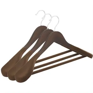 Customized High Quality Vintage Advanced Wide Shoulder Solid Wood Clothes Hanger Clothing Store With anti-slip sleeve