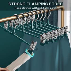 Multi <b>Stackable</b> Durable Space Saving Metal Skirt Hangers for Skirts and Pants with Clips <b>Wardrobe</b> Use - Product Image 2