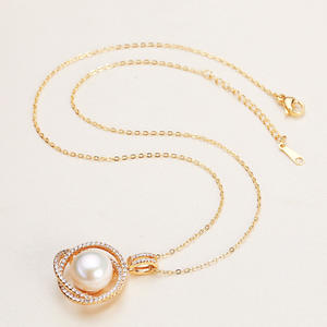 จี้ไข่มุกน้ำจืดทรงรังนกแบบขายส่ง & ชาร์มสีขาว ชุบทองแดงแท้ประดับเพชรซิคอน มีหลายขนาดให้เลือก - Product Image 3