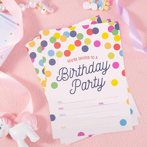 Colorful Dots Birthday Party Invitation Card Rectangular <b>Paper</b> <b>Gloss</b> Lamination Customized For Celebration - Product Image 3
