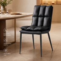 Chaise de luxe à dossier haut avec coussin épais rembourré, support ergonomique, pieds en métal robustes pour la maison, le restaurant, l'hôtel, usage commercial