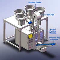 Machine d'emballage automatique à 4 bacs pour kits de quincaillerie de salle de bain, vis et couvercles, machine d'emballage en sachet pour petites pièces