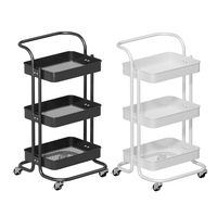 Chariot utilitaire en métal multifonctionnel avec paniers en filet pour la cuisine, le salon, le bureau, le garage