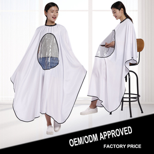 Accepter Logo personnalisé Cape de coiffure pour adultes avec fenêtre de visualisation transparente Capes de coupe de cheveux de salon de coiffure imperméables Tabliers de robe - Product Image 6