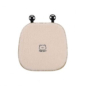 Car Seat Cushion White <b>Pink</b> Lambswool Luxury High Quality Universal Fit Plush Cute <b>Bear</b> Design Warms Car - Product Image 4