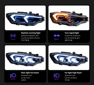 Faro Delantero LED Azul de Doble Gancho con DRL, Actualización de 12V, Nuevo para BMW Serie 3 F30/F35 2012-2019, Luces Delanteras con Señal de Giro Secuencial - Product Image 2