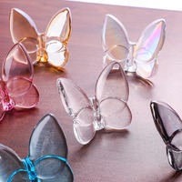 Ornements en verre cristal Art Déco haut de gamme, papillons porte-bonheur, faits à la main, ensemble de 2 pièces, couleurs variées, décoration d'intérieur pour anniversaire, portrait