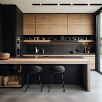 Armoires de cuisine îlot de luxe Ensemble d'unités de cuisine de rangement Armoires de cuisine modernes en bois massif Meubles Designs de luxe