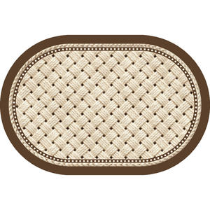 Tapis de salle de bain absorbant ovale, imitation lin, style Wabi Sabi, motif géométrique, tapis d'entrée - Product Image 1