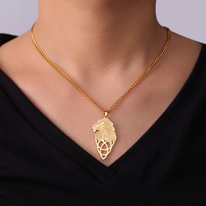 Myshape Colliers Tête de Lion <span class=keywords><strong>Rock</strong></span> pour Hommes Garçons Acier Inoxydable Animal Nœud <span class=keywords><strong>Celtique</strong></span> Chaîne Lion Choker Fashion Hip Hop Jewelry Gift - Product Image 3