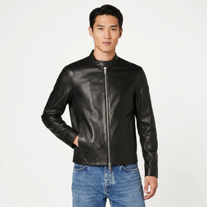 Fashion Leather <b>Jackets</b> <b>Men's</b> Eco-Friendly Breathable Leather Winter <b>Jacket</b> Zipper <b>Hooded</b> Front Logo Customizable Leather <b>Jacket</b> - Product Image 1