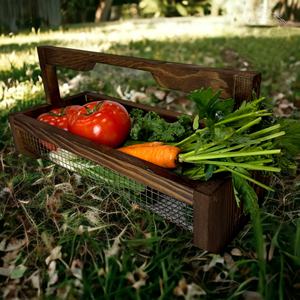 Panier <span class=keywords><strong>de</strong></span> récolte en bois Panier <span class=keywords><strong>de</strong></span> jardin résistant à l'eau et à la rouille pour la récolte des légumes et la collecte des fruits - Product Image 3