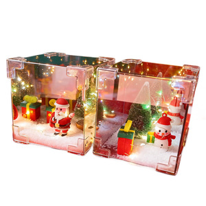 Christmas <b>Cube</b> Night <b>Light</b> Square Illuminated Decor For Living Room Bedroom Study Christmas Gift With Reindeer Santa Snowman - Product Image 5