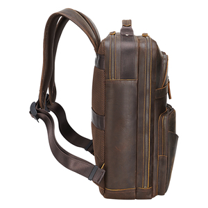 Vintage Style Men's Crazy Horse Genuine Leather Laptop Backpack Dark Brown Full Grain Leather Zipper Closure <strong>Travel</strong> <strong>Day</strong> <strong>Bag</strong> - Product Image 3