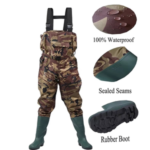 Cuissardes de chasse à la mouche en néoprène camouflage respirant personnalisé avec bottes - Product Image 3
