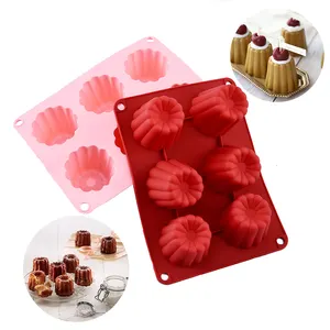 Nieuw Binnen 6 Holtes Cannele Maker Food Grade Bakgereedschap Zachte Siliconen Cakevormen Voor Diy Kaars Chocolade Jelly Hars