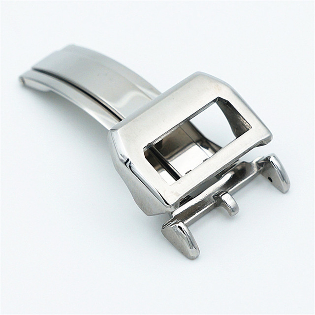 316L Leather Wrist Bracelet Band Strap 18mm Deployment Watch Clasp Buckle for IWC Pilot Watch Portuguese Aquatimer