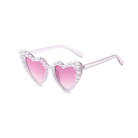 Lunettes de soleil œil de chat pour filles, ornées de perles et de diamants, personnalisées, tendance, en forme de cœur, idéales comme cadeau – Nouvelle collection en promotion