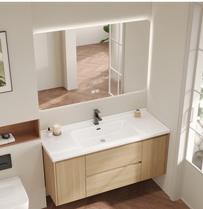 Bathroom Vanities | Moisture-Resistant | Single/Double Basins Lacquered Finish LED Customizable Wall-<b>Mounted</b> - Product Image 5
