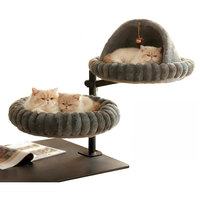 Lit de bureau pour chat, double nid hamac rotatif, espace de jeu intérieur pour animaux, fixation sur table de bureau, support réglable peu encombrant