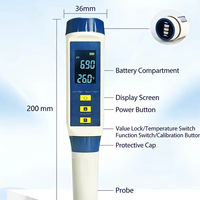 Medidor de pH Digital Profesional J&R Tipo Pluma para Pruebas de Calidad del Agua en Hidroponía y Acuicultura