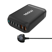 Chargeur de bureau Mindpure 160W GaN 5 ports USB C, station de charge rapide PD 3.0 QC 4.0 pour ordinateur portable, smartphone, tablette