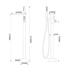 All Copper Bathtub Faucet Mixer Valve Floor Standing Rainfall Shower Head Waterfall Design For Bath Tub - Product Image 3