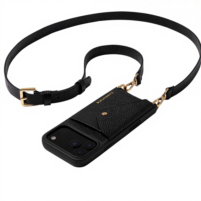 Bandolier Hailey Crossbody Wallet Phone Case. 100% Genuine Pebble Leather Gold Hardware. Adjustable Removable Strap. Card