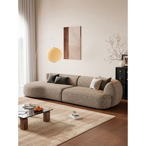 Çıkarılabilir, Yıkanabilir Pamuklu-Keten Kumaş <span class=keywords><strong>Kanepe</strong></span>; Orta Yüzyıl Modern Düz Çizgili Kavisli <span class=keywords><strong>Kanepe</strong></span>; Oturma Odası Mobilyaları - Product Image 2