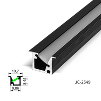 Profil encastré en alliage d'aluminium anodisé pour armoire, lampe oblique à 45 degrés, éclairage LED T5, bande lumineuse LED blanc chaud