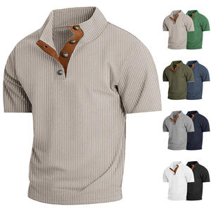 เสื้อสเวตเชิ้ตคอตั้งแขนสั้นผ้าคอร์ดูรอยสไตล์ลำลองสำหรับผู้ชาย 26 ครอส บอร์เดอร์ รุ่นสปริง/ออทั่ม ทรงหลวม ไซส์ยุโรป - Product Image 2