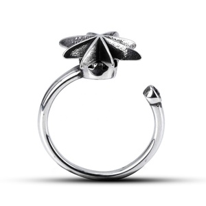 Waterproof 316LStainless Steel <b>Fidget</b> <b>Rings</b> Hexagram Shape Retro Texture Open Adjustable Fashion Jewelry for MenWomen Daily Wear - Product Image 4