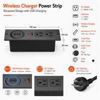 Stop Kontak Terintegrasi Pengisi Daya Nirkabel 15W dengan Pengisian Cepat USB-A/C, 2 Stop Kontak AC, dan Soket Ekstensi Terpasang di Meja