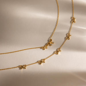 Collares de Acero Inoxidable Primavera 2026 al por Mayor, Chapados en Oro de 18k, Resistentes al Deslustre, Impermeables, Elegantes Collares con Lazo para Mujer - Product Image 6