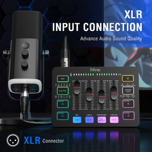 Fifine Ampligame RGB Broadcasting Interfaz <span class=keywords><strong>de</strong></span> audio Gaming Sound Mixer Card Studio Singing Audio Tarjetas <span class=keywords><strong>de</strong></span> <span class=keywords><strong>sonido</strong></span> con XLR Jack - Product Image 4