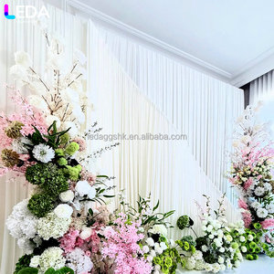 LEDA Weddings & Events Supplies New Arrival Modern White Wavy Metal Curtain Arch <b>Backdrop</b> - Product Image 3