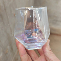 Verre hexagonal coloré avec bord doré, irisé, de qualité alimentaire, réutilisable, vaisselle moderne pour la maison, pour vin, bière, eau