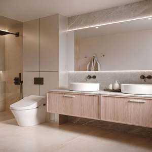 Meubles de salle de bain modernes personnalisés avec des armoires de lavabo vintage imperméables, surface laquée, panneau de porte en MDF - Product Image 3