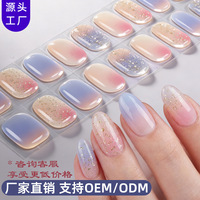 Stiker Kuku Gel Zhengxiang Musim Gugur Musim Panas Natal Seni DIY Perekat Sendiri Tanpa Panggang OEM Gradasi Prancis Bawang Hijau Pink Bebas UV