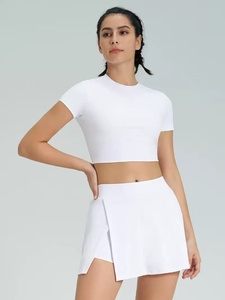 Set da Palestra 2 Pezzi per <span class=keywords><strong>Donna</strong></span>, <span class=keywords><strong>Estivo</strong></span>, Personalizzabile con LOGO, Maglietta a Maniche Corte in Cotone e Minigonna, Completo Loungewear - Product Image 5