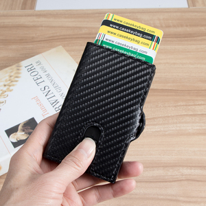Dropshipping Tactical RFID Anti-Theft Aluminum Popup <b>Wallet</b> Short Carbon Fiber Flick <b>Smart</b> <b>Wallet</b> with Hook Loop Closure Unisex - Product Image 1