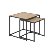 Ensemble de tables basses modernes convertibles avec dessus en grain de bois MDF et étagère amovible Table de nuit multifonctionnelle