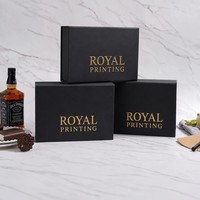 Boîte cadeau en papier noir personnalisée, boîte d'emballage rigide, impression de logo en feuille d'or pour emballage de vente au détail haut de gamme