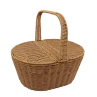 Huangtu hotsale handwoven plastic rattan shopping hamper basket with handle&picnic baskets