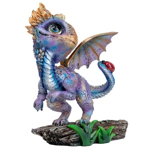 รูปปั้นมังกรน้อยและเต่าทองทำจากเรซิ่นสีม่วง ของตกแต่งบ้าน งานฝีมือเพ้นท์มือพร้อมรายละเอียดที่ประณีต - Product Image 2