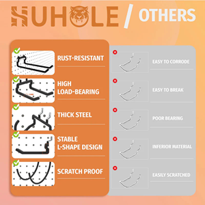 Pegset Negro 24 piezas, veinticuatro ganchos, origen Vietnam, ganchos y rieles para tablero perforado, diferentes tamaños y formas - Product Image 4